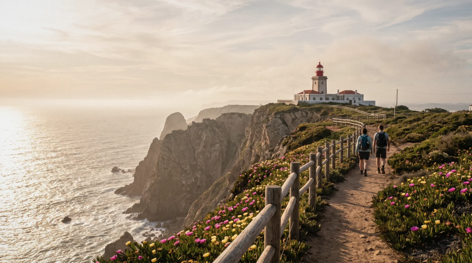 Cliffs and the lighthouse at Cabo da Roca, the westernmost point of mainland Europe, Sintra, Portugal